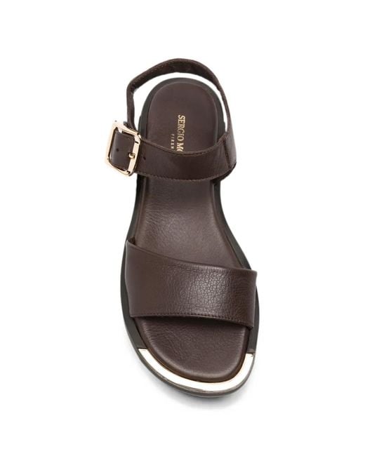 SERGIO MORETTI FIRENZE White Buckle-Fastening Leather Sandals