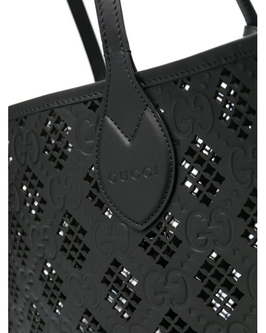 Gucci Black Ophidia Perforated Tote Bag