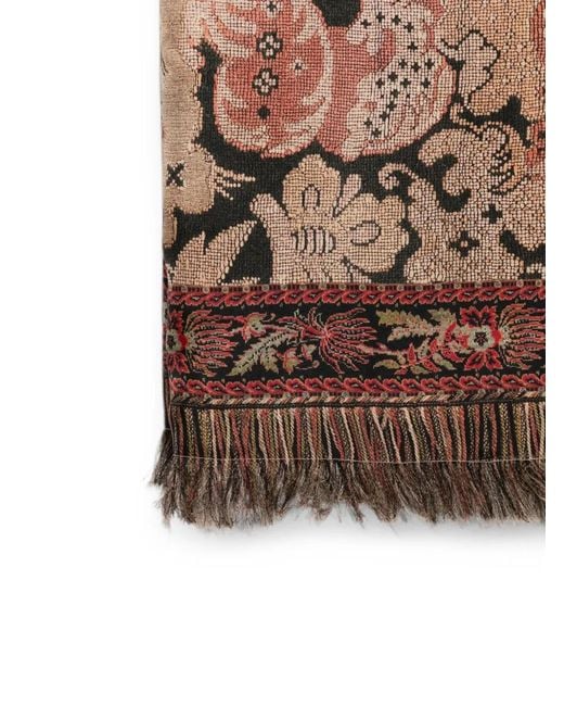Pierre Louis Mascia Brown Jacquard-Woven Fringed Scarf