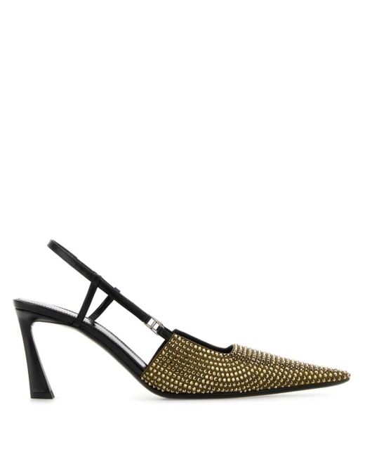 Saint Laurent Metallic Sculpted Heel Slingback Pointed Pumps