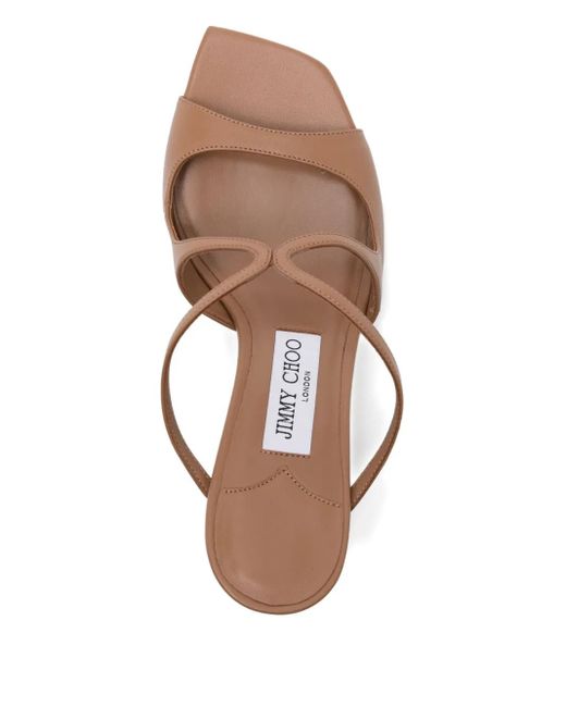 Jimmy Choo スクエアトゥ サンダル 70mm Brown