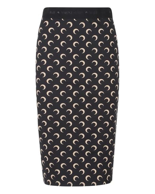 Gonna Midi Con Stampa Moon di MARINE SERRE in Black