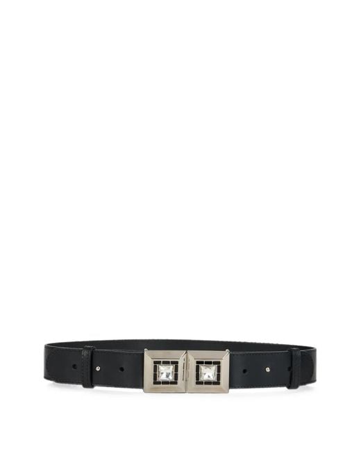 Alberta Ferretti White Crystal-Embellished Leather Belt