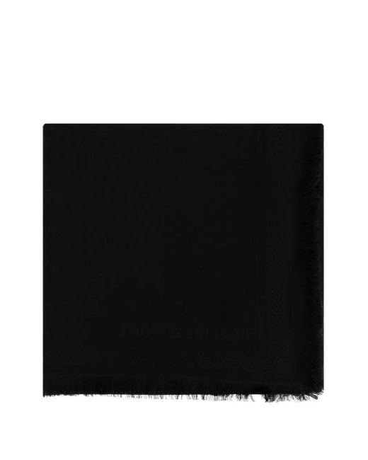Zadig & Voltaire Black Glenn Monogram-Pattern Scarf