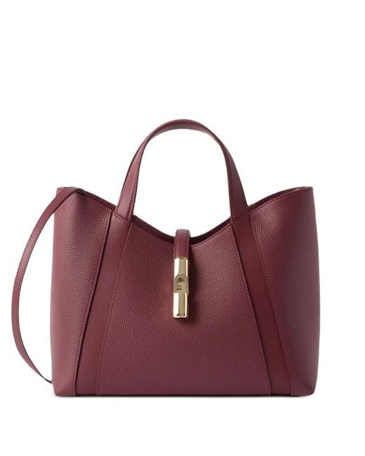 Furla Purple Small Goccia Leather Tote Bag