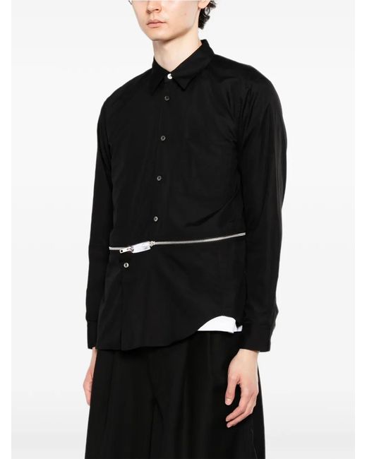 COMME DES GARÇON BLACK Black Zip-Detail Cotton Shirt