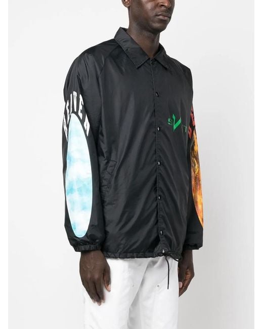 SAINT Mxxxxxx Black Graphic-Print Shirt Jacket for men