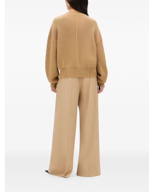 Another Tomorrow Natural Ribbed Dropped-Shoulder Sweater