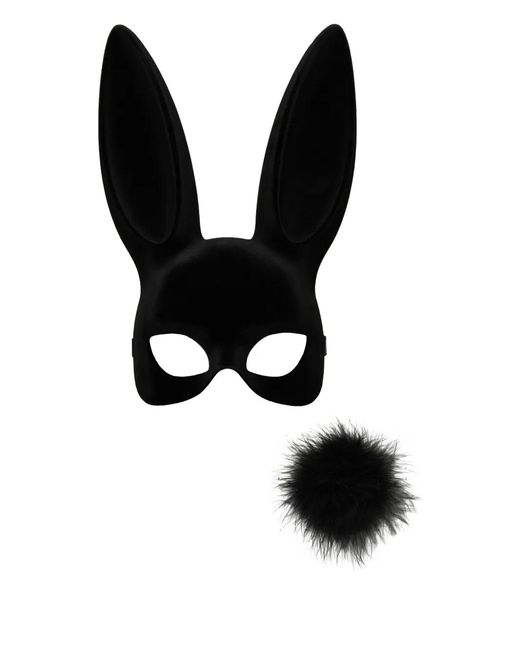Maison Close Black Velvet Bunny Mask And Pompom