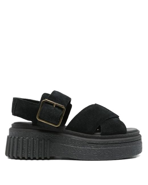 Clarks Black 50Mm Evamar Buckle-Fastening Platform Sandals