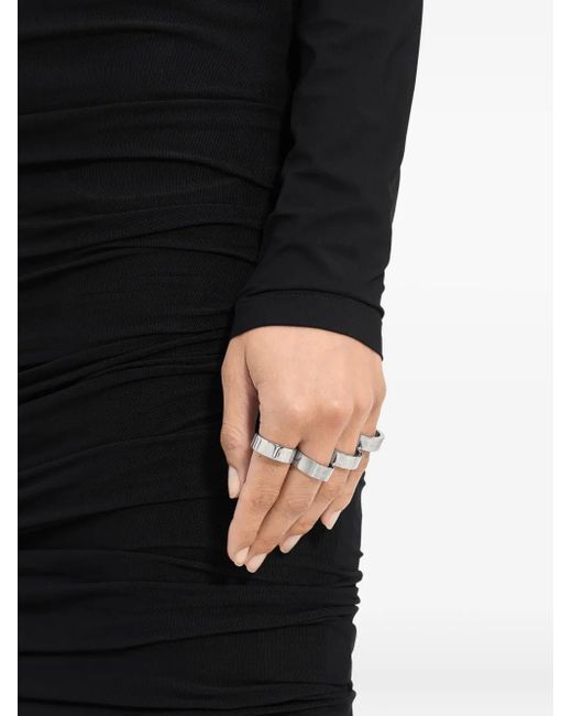 MM6 by Maison Martin Margiela Gray Number-Engraved Stacked Rings