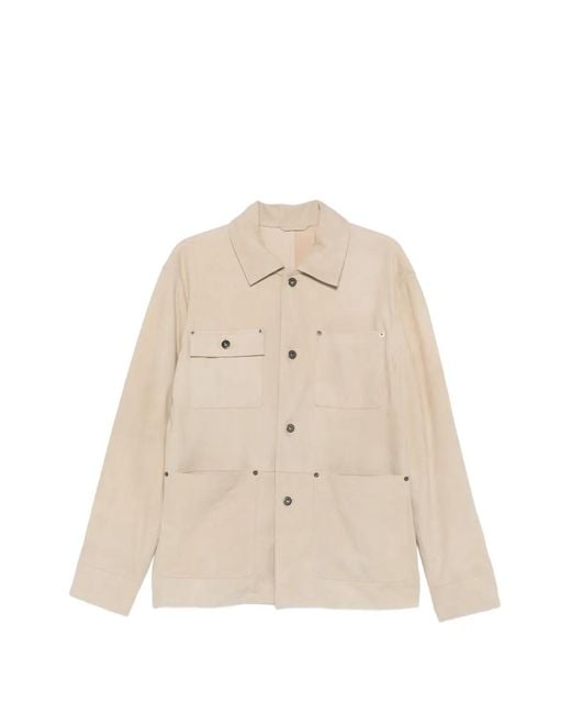 Paolo Pecora Natural Button-Up Shirt Jacket for men