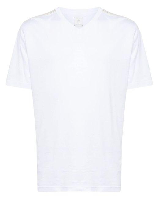 Eleventy White V-neck Cotton T-shirt for men