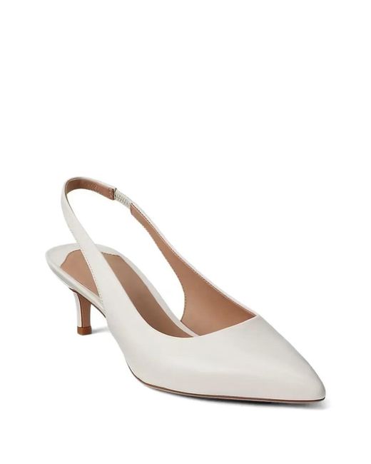 Ralph Lauren White Lolah Ii Slingback-Strap Pumps
