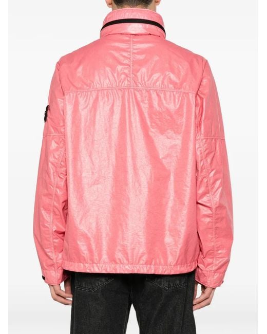 Stone Island Pink Zip-Fastening Logo-Patch Jacket for men