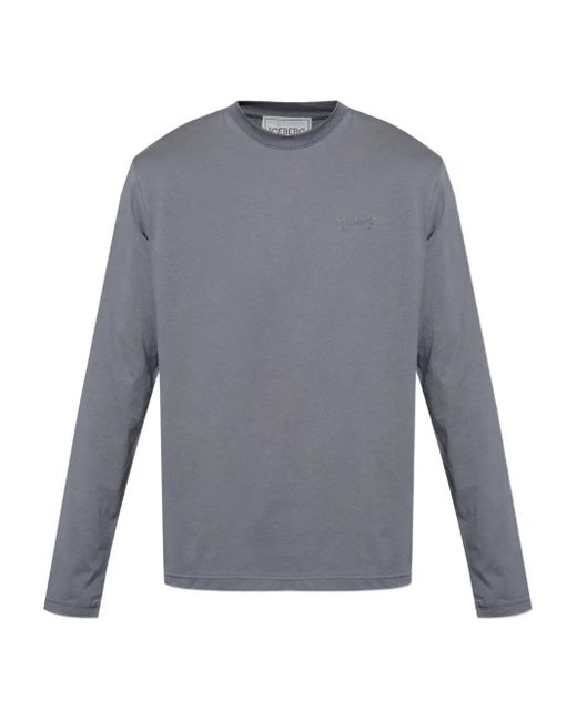 Iceberg Gray Logo-Embroidered Long-Sleeve T-Shirt for men