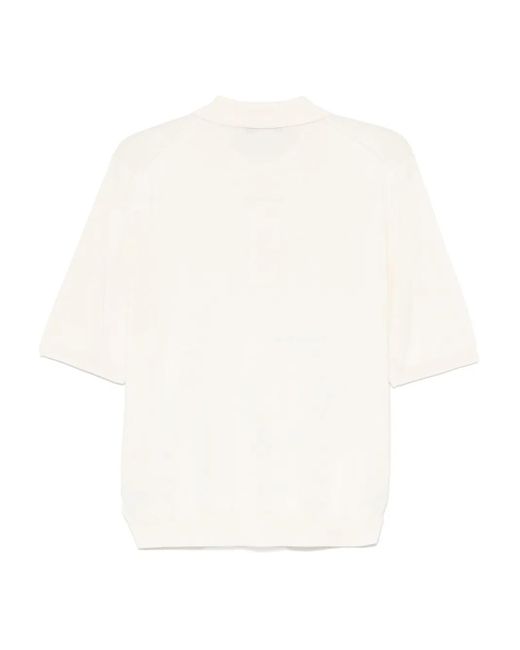 Zanone White Fine-Knit Polo Shirt for men
