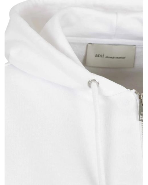 AMI White Logo Hood Sweatshirt