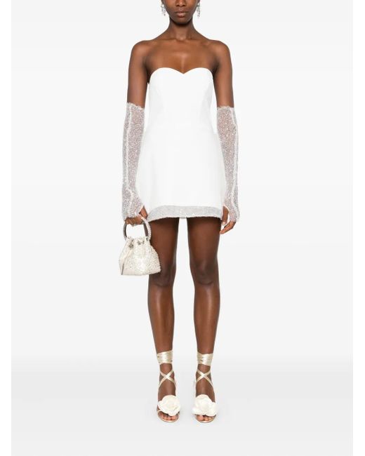 Vestiaire d'un Oiseau Libre White Embellished Off-The-Shoulder Dress