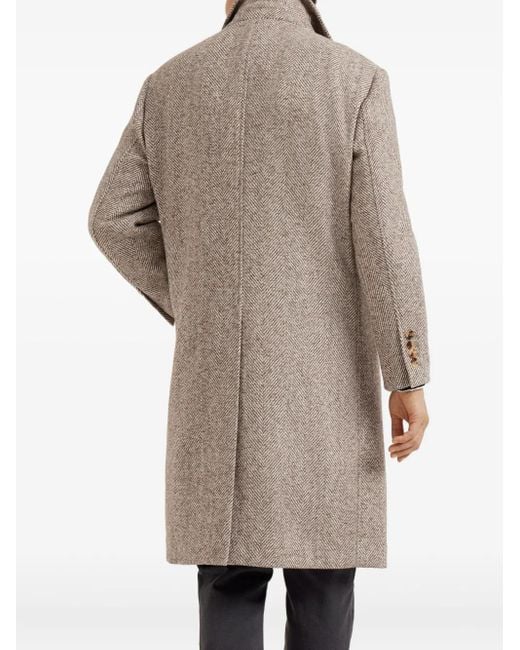 Brunello Cucinelli Natural Chevron-Pattern Single-Breasted Coat for men