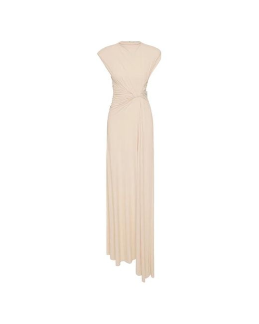 Rachel Gilbert White Rico Crystal-Embellished Gathered Gown