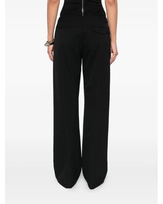 St. Agni Black Panelled Slim-Cut Trousers