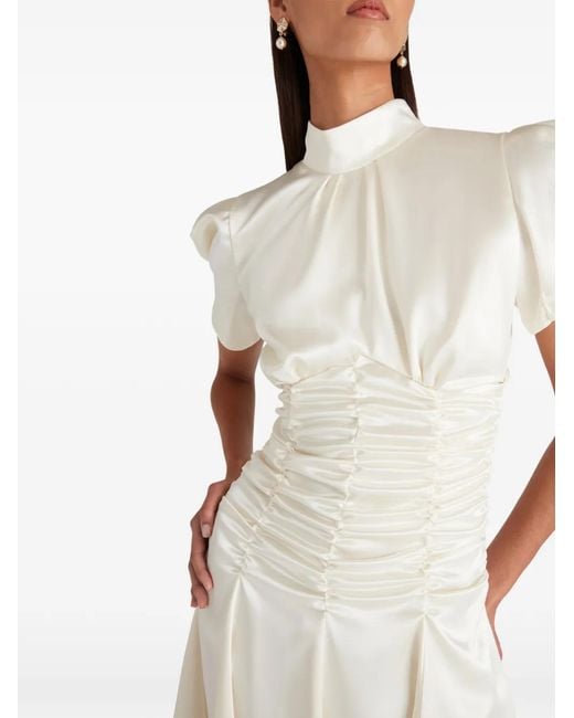 Violante Nessi White Balthus Ruched Short-Sleeve Mini Dress