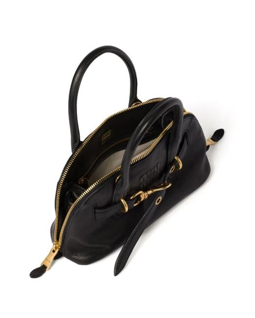 Miu Miu Black Aventure Leather Tote Bag