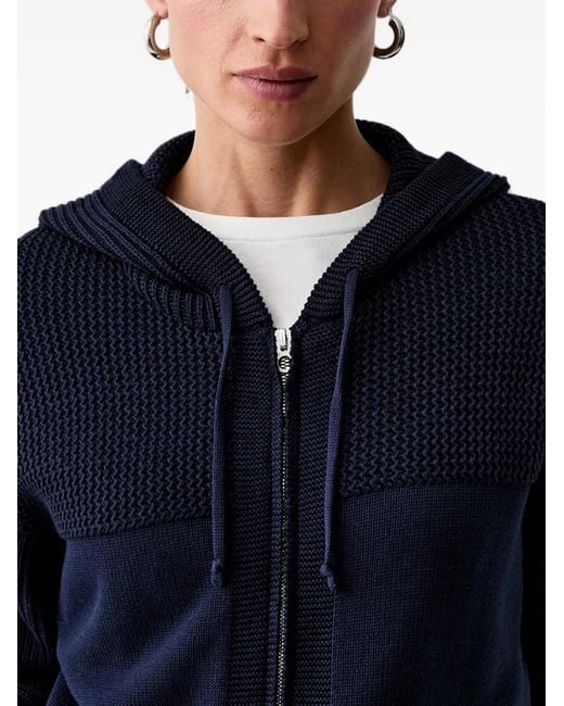 KENZO Blue Textured-Knit Zip-Up Hoodie