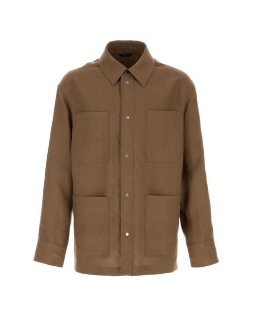 Fendi Brown Go-To Logo-Embroidered Jacket for men
