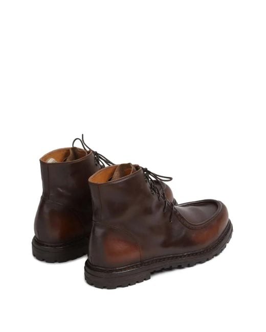 Officine Creative Brown Round-Toe Leather Boots for men
