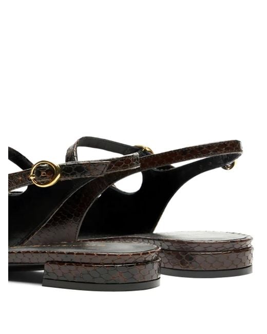 Stuart Weitzman Black Snakeskin Slingback Flat Pumps