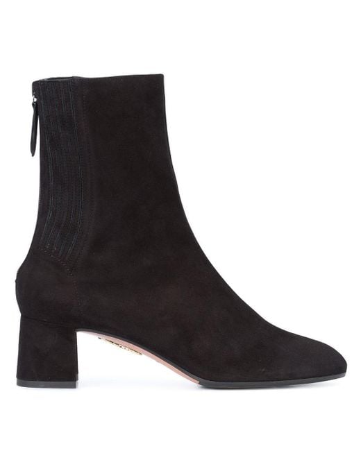 black mid calf block heel boots