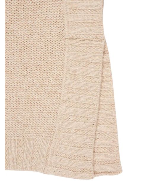120% Lino Geribbelde Poncho Top in het Natural