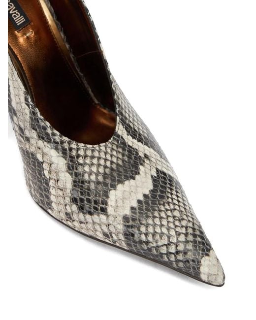 Roberto Cavalli White Python-Print Pumps