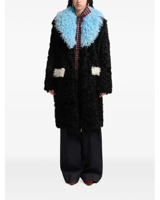 Marni Black Gitana Shearling Single-Breasted Coat