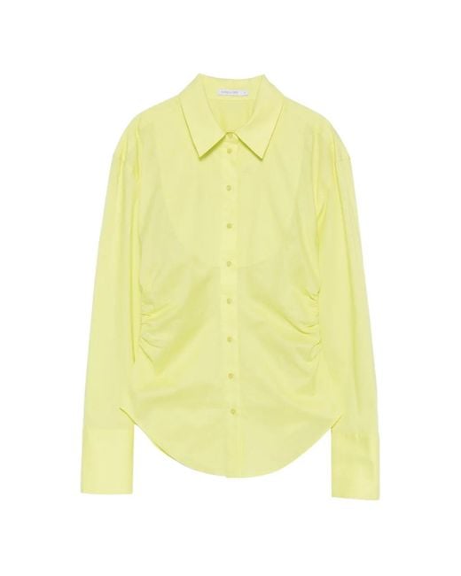 Patrizia Pepe Yellow Gathered Poplin Shirt