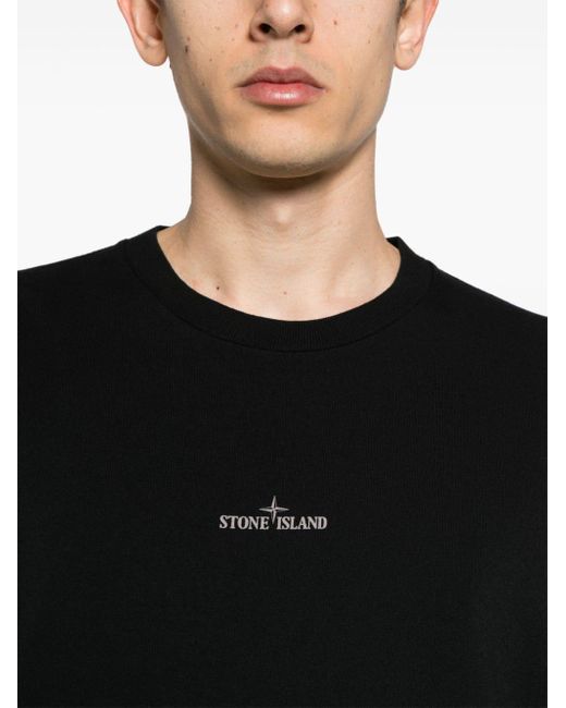 Camiseta con aplique Compass Stone Island de hombre de color Black