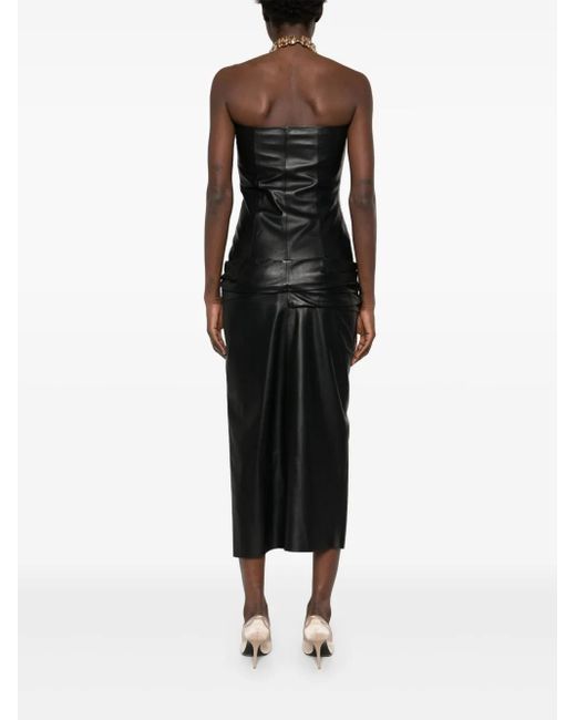 The Attico Black Leather Midi Dress