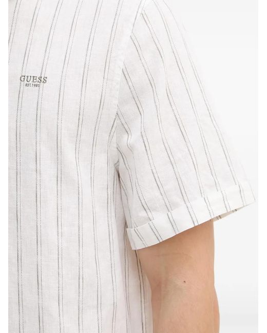 Guess White Striped Short-Sleeve Shirt for men