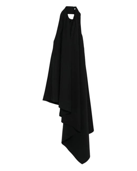 Givenchy Black Schwarzes Asymmetrisches Ärmelloses Wollkleid