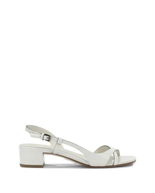 Roberto Del Carlo White Crossover-Strap Slingback Sandals
