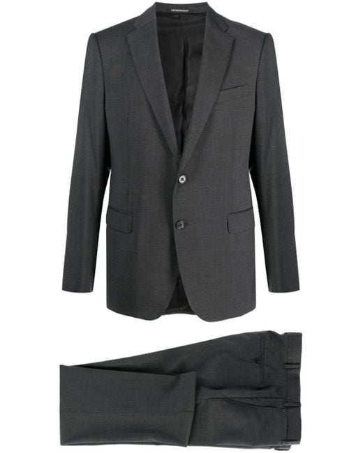 Emporio Armani Gray Single-breasted Virgin Wool Suit for men