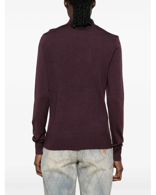 Pinko Purple Vadus Fine-Knit Polo Top
