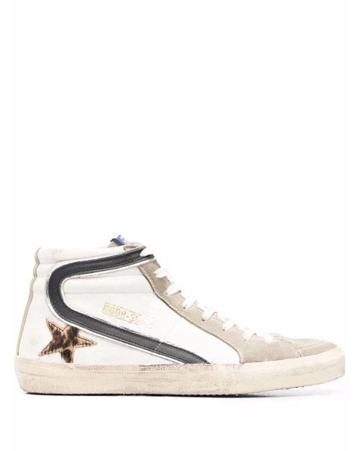 Golden Goose Deluxe Brand White Slide High Top Sneakers for men