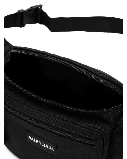 Balenciaga Black Logo-Patch Zip-Fastening Belt Bag for men