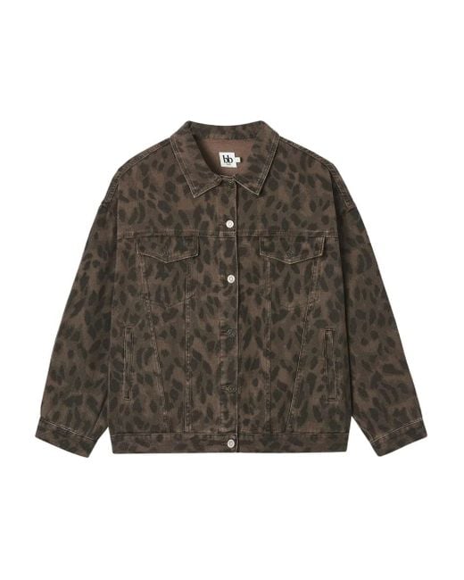 B+ AB レオパード デニムジャケット Brown
