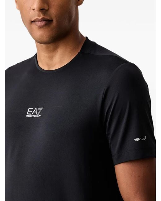 EA7 Black Logo-Print T-Shirt for men