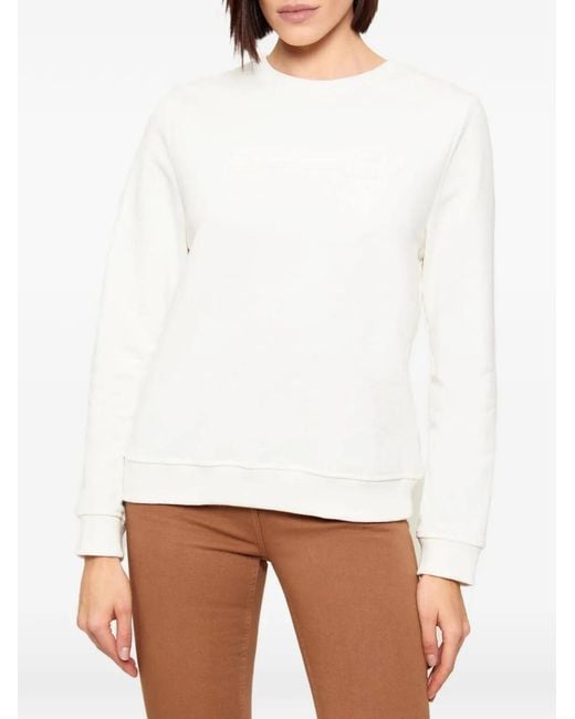 Elisabetta Franchi White Long-Sleeve Embossed Sweatshirt