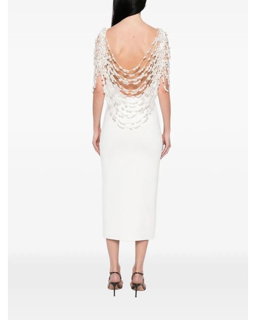Cult Gaia White Meri Beaded Midi Dress